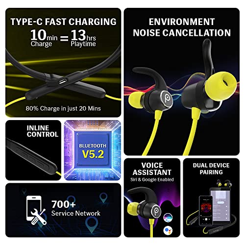 Image of Lava Probuds N11 Bluetooth Neckband with Dash Switch & 42 hrs Playtime, Quick Charge Technology(10min = 13hrs), IPX6 Rating, 12 mm Drivers and Pro Game Mode(Firefly Green)