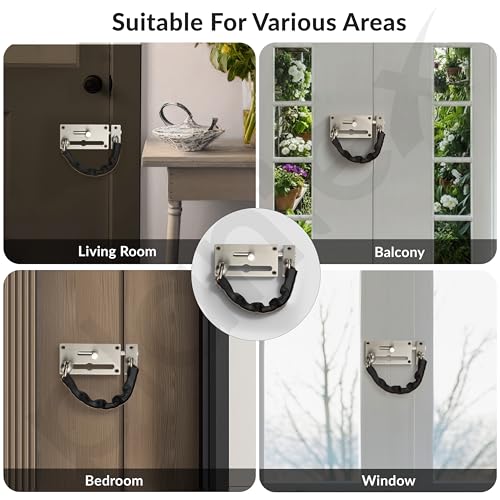 Image of Plantex Door Chain with Baby Latch /Door Chain Lock for Main Door /Latch Lock for Door /Heavy Duty Door Safety Guard Lock for Home, Hotel & Office Security - Pack of 1 (DTK-294-Satin)