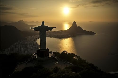 ELdtec Póster de Cristo Redentor de Brasil, Río de Janeiro, moderno, lienzo decorativo para pared, póster estético para el hogar, sala de estar,