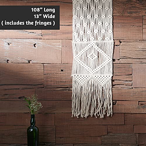 Macrame Table Runner 108 Inches Long, Boho Table Runner For Bohemian Rustic Wedding Dining Table Or Coffee Table, White Cotton Farmhouse Table Runner Farmhouse Style, 13 X 108 Inch #TOP3