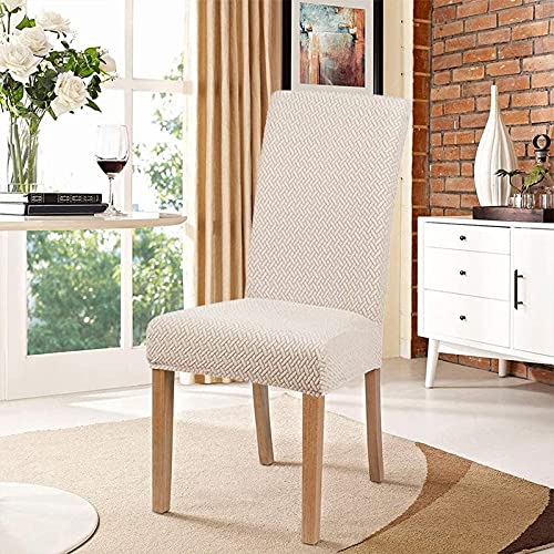 JUNZHE Coprisedili Elasticizzati Per Sedie Alte – Jacquard, 95% Poliestere 5% Spandex, Taglia XL, Colore Taupe, Confezione Da 6 Pezzi