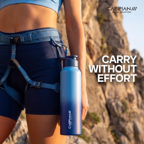 Image of Caspian Hike Stainless Steel Sipper Water Bottle 1 Ltr (Litre) for School, Fridge, Office, Gym, Home-Ideal for Adults, Men, Women, Kids, Boys, Girls-1000ml Leakproof, Rust free, Eco-Friendly, B Hor