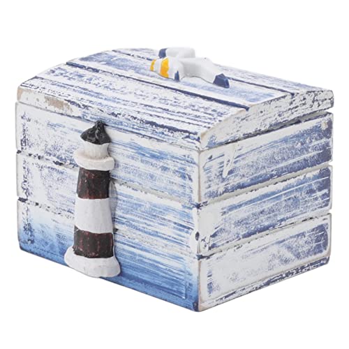 4pcs Boîte à Bijoux en Bois de Style Nautique, Organisateur de Bijoux en Bois Nautique Décoration de Thème de Plage Nautique pour Bracelets Boucles D'oreilles Colliers Broches épingles à Cheveux Cover