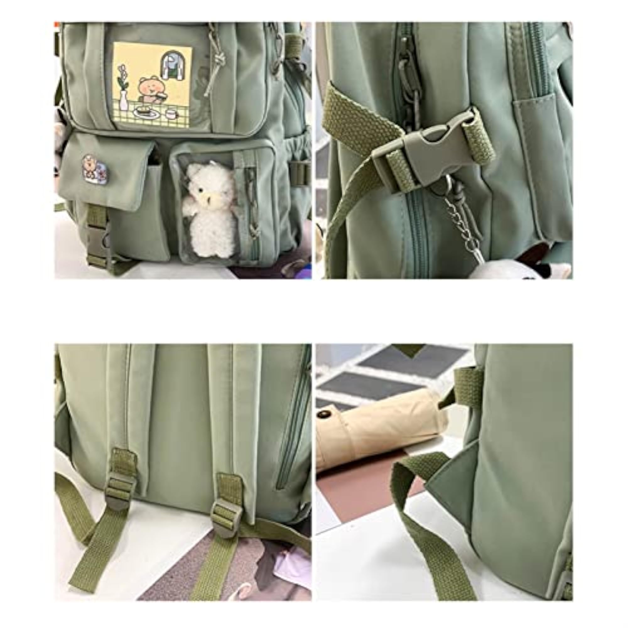 Cute Aesthetic School Backpack with Pins and Accessories