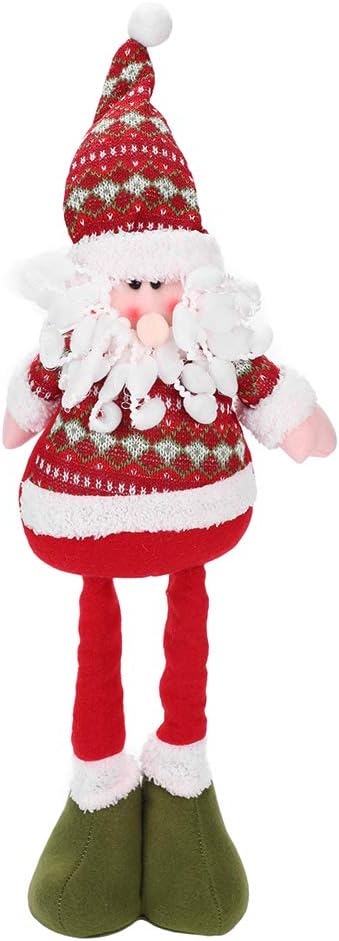 Christmas Standing Figures Santa Claus Reindeer Snowman Standing Plush Doll with Retractable Legs, Cute Long Legs Doll Ornaments Christmas Tree Table Fireplace Decorations
