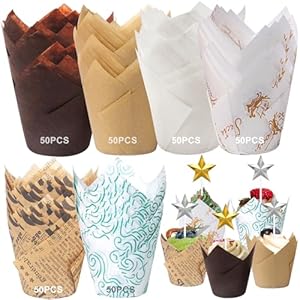 300 Pezzi Pirottini di Carta per Cupcake,Pirottini per Muffin Carta,Pirottini da Forno Olio-Prova,per Cuocere,Presentare e Regalare dolcetti,per Muffin,Torte,Budini,Focaccine,Gelati