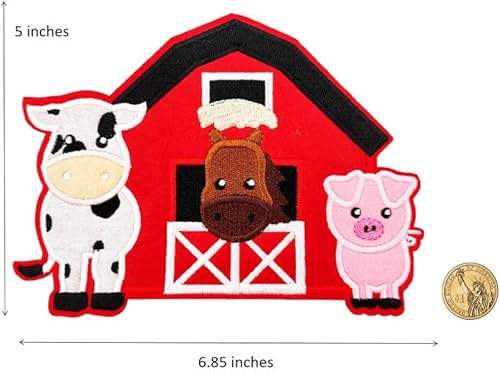 Cute-Patch 6.85 "animales de granja grandes, vaca, cerdo, caballo, hierro incrustado en parches de fieltro