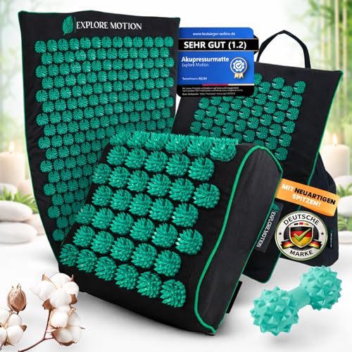 Explore Motion® Original Akupressurmatte 6in1 Premium-Set aus Naturfasern - Rücken-...