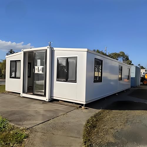 Modern Prefab Expandable Tiny Villa, 20ft Portable Foldable Container House Bedrooms, Fully Furnished Modular Home with Kitchen Bathroom,Luxury Prefabricated Cabin for Family Living or Vacation Rental