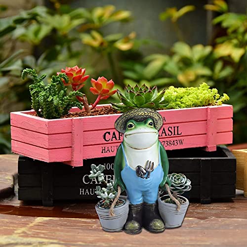 Frog Garden Ornament with Buckets, Funny Frog Garden Statue Outdoor, Decorative Animal Garden Decor - Image 3