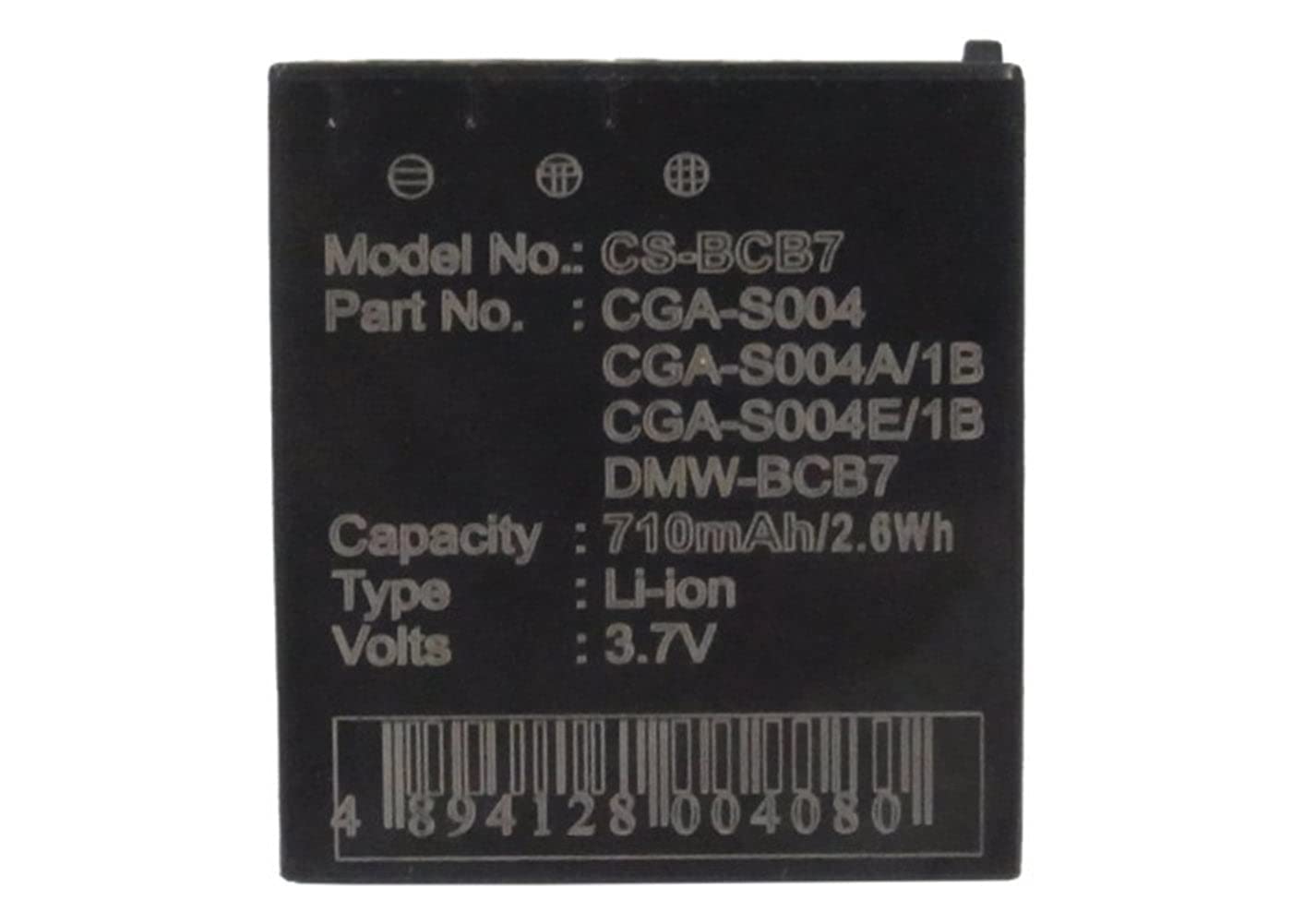 Batteria per Panasonic DMC-FX7EG-S, 3.7V, 710mAh, Li-ion