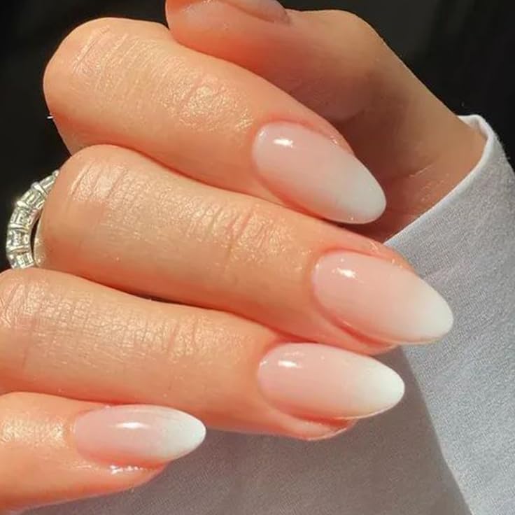UNA GELLA Press On Nails Short Almond: Ombre Soft Gel Press Ons K...