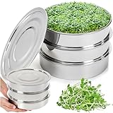 Tlence 9' Stackable Stainless Steel Seed Sprouting Kit, 3-Tier Mesh Germination Tray, Seed Sprout Grower with Lid Base, Microgreens Propagator for Beans Peas Broccoli Wheat Grass, Soil Free