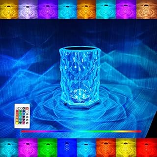 Crystal Lamp, 16 RGB Color Changing Rose Diamond Table Lamp, Touch Control Night Light with Remote for Kids Gift, Bedroom, Livingroom, Home Decor (S)