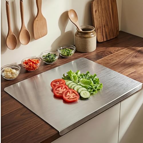 Stainless Steel Cutting Boards for Kitchen Kneading Cutting Board Mats Metal Cutting Board for Meat Fruits Vegetables Bread and Baking Small Cutting Boards (40 x 30 cm/15.7 11.8 in)