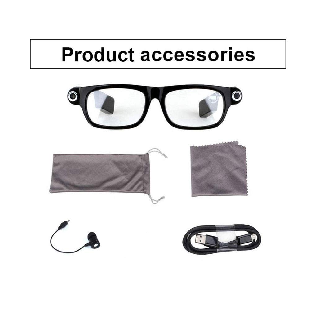 Bicchieri Intelligenti Multifunzione - Occhiali da Sole con Audio Video di 720p HD Videocamera, Nero, con connettività Bluetooth (Color : B)