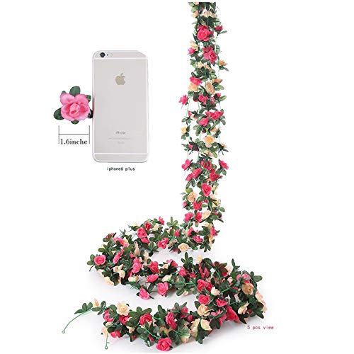 Meiliy 4 Pcs 8.2 FT Fake Rose Vine Flowers Plants Artificial Flower Garland Home Hotel Office Wedding Party Garden Craft Art Decor, PinkΓ’β¬Β¦ Meiliy 4 Pcs 8.2 FT Fake Rose Vine Flowers Plants Artificial Flower Garland Home Hotel Office Wedding Party Garden Craft Art Decor, PinkΓ’β¬Β¦