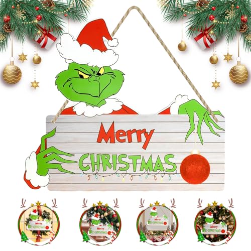 YISKY Weihnachtsschmuck Türschild, Weihnachten Grinch Türschilder,...
