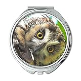 YENDOSTEEN Spiegel, Reise-Spiegel, Eulen-Box Long Eared Owl Asio Otus Tuftsi von Guppiecat, Taschenspiegel, tragbarer Spiegel