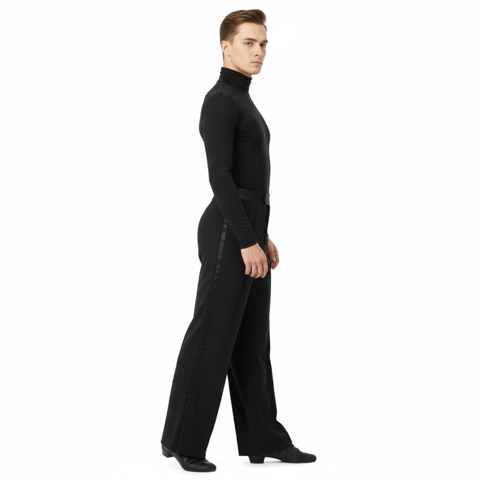 Pantalon de danse latine américain avec bracelet et bande latérale en satin