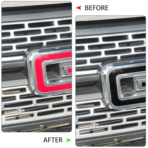 Image of QianBao 5.9''x3.8'' Compatible with GMC Vinyl Wrap Emblem Wrap Kit Logo Sticker with Plastic Squeegee and Cutter DIY Decals 9Pcs (Black)
