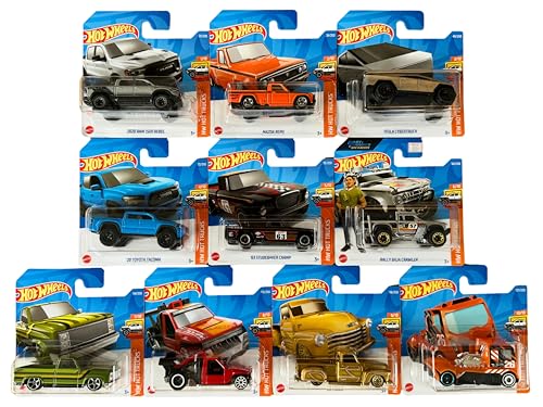 Hot Wheels HW Hot Trucks 10-Pack 1:64 Scale Die-Cast Toy Vehicles with Stickers for Kids and Collectors