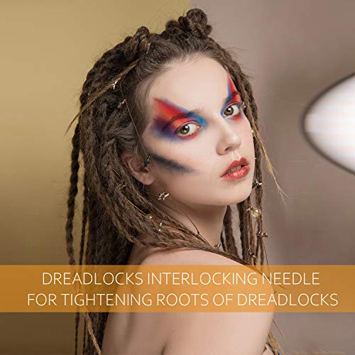 Image of WILLBOND 5 Pcs Dreadlock Interlocking Tool for Locs with Metal Box Retighten Tool for Dreadlocks Interlocks Crochet Braiding Hair Tightening Maintaining Extensions Accessory(Gold)