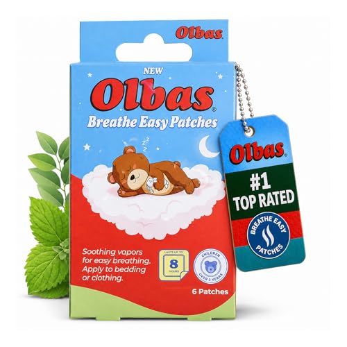 Olbas Breathe Easy Patches Natural Sinus & Nasal Relief for Kids Over 3 Years Eucalyptus Infused Non-Drowsy Long Lasting Soothing Vapor Patches (1 Pack 6 Patches)