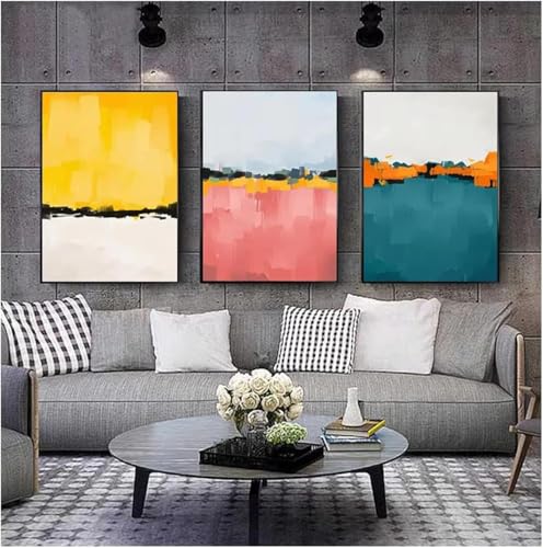 Impression sur toile abstraite salon et bureau, affiche murale multicolore 3 cadres