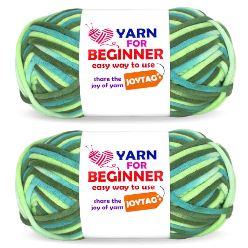 Image of 2 * 50g Rainbow Beginner Crochet Yarn for Crocheting and Knitting Multicolor Cotton Crochet Yarn for Beginners(Green Tone)