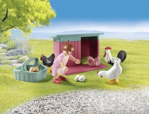 Playmobil 71510 Poulailler et Jardin, avec 2 Personnages et 2 Animaux- Gamme Tiny House fabriquée avec Plus de 80% de matériaux recyclés ou biosourcés en Moyenne - Univers myLife - Dès 4 Ans