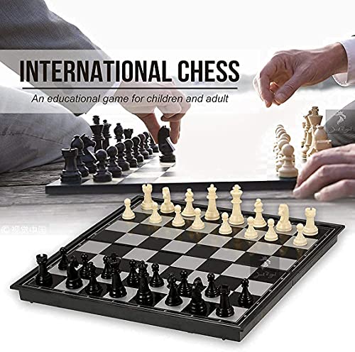 Image of Fun4You Magnetic Chess Set, Folding Travel Board Game, Black and White Pieces, Portable Strategy Game, ABS Plastic