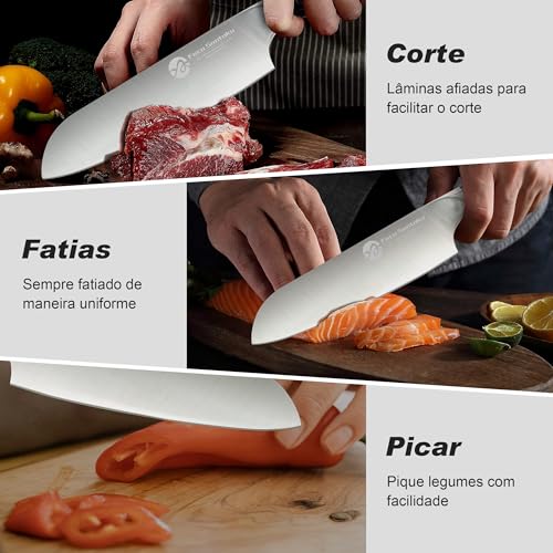 Faca Santoku De 7”, Faca Do Chef Forjada Em Aço De Alto Carbono, Faca De Aparar Com Cabo Ergonômico,