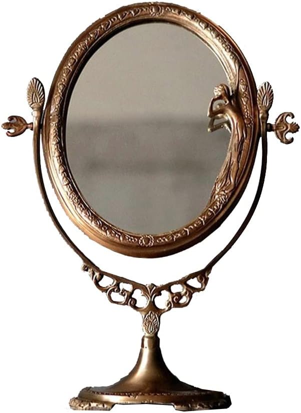 European Retro Double-Sided Magnifying Glass Classical Desktop Mirrors Dressing Table Makeup
