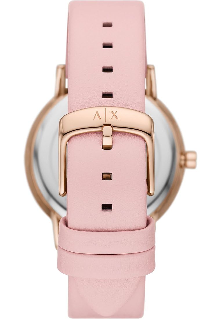 Armani Exchange Montre pour Femmes, Mouvement à Quartz et boîtier de 36 mm avec Bracelet en Acier Inoxydable, en Cuir ou en Silicone, Ensemble Rose pâle et Or Rose, 36MM