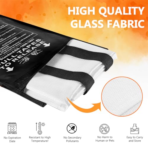Image of SAFECASTLE Emergency Fire Blanket 59 inchx59 inch Large Size, 2 Pack Fire Retardant Blanket with Fireproof Tabs for Home, Warehouse, Outdoor, Office, Car and Camping Fire Protection Survival Safety
