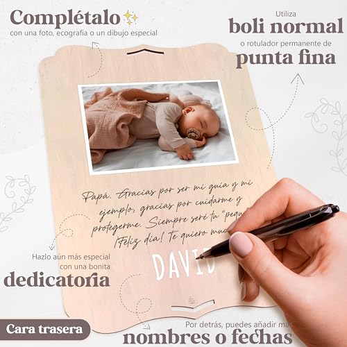 Miniatura 4 de Nagu Marco Huellas Bebé Recién Nacido. Regalo De Madera 30x22cm, Espacio Para Huella Bebe Pie Y Manos O Toda La Familia Y Foto. Incluye Soporte Y Kit De Letras Para Nombres Y Fechas. Manitas Español