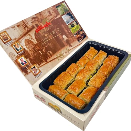 Gulluoglu's Famous Turkish Pistachio Baklava 14 pieces (1.1 lb-500gr), Daily Fresh Shipmen...