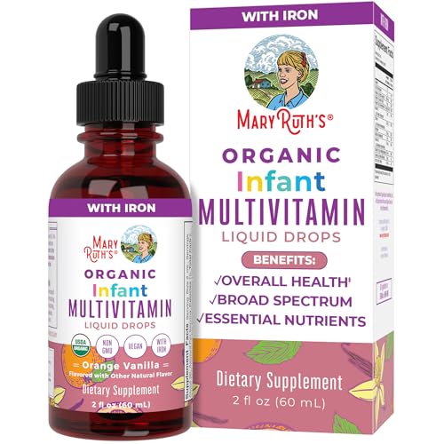 Image of MaryRuth Organics Multivitamin & Multimineral with Iron for Infants | USDA Organic | Sugar Free | Liquid Vitamins for Babies 6-12 Months | Immune Support & Overall Wellness | Vegan | Non-GMO | 2 Fl Oz