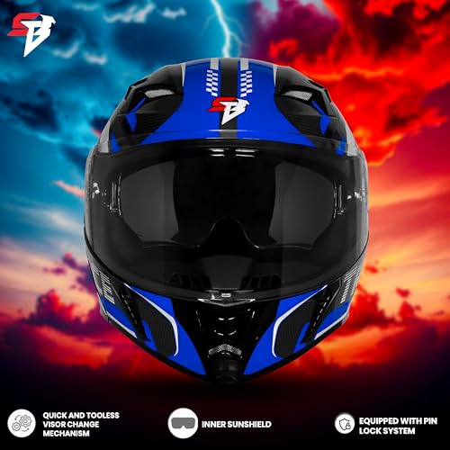 Image of Steelbird SBA-20 Trace ISI Certified Flip-Up Graphic Helmet for Men and Women with Inner Silver Sunshiled