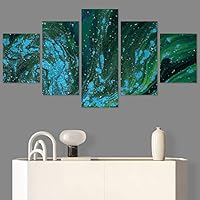 SIGNWIN 5 Panel Canvas Wall Art Modern Art Abstract Brushstroke Contemporary Edgy Mixed Media Multicolor for Home Decorations Ready to Hang - 60