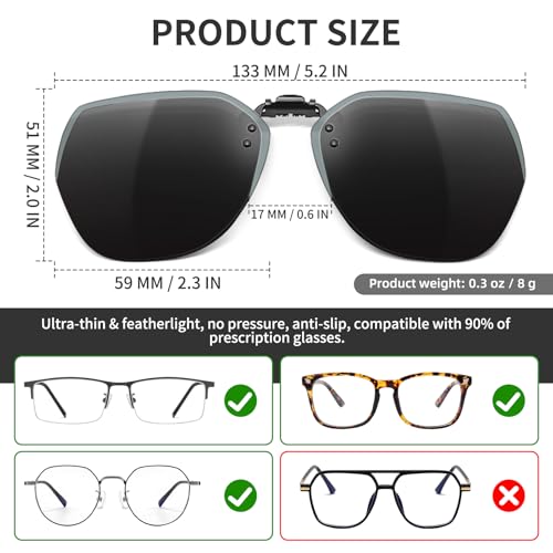 Clip On Sunglasses for Father Sun Shades Anti-Blue Light Flip Up Polarized Sunglasses Clip onto Eyeglasses Over Prescription Glasses2