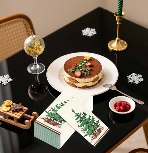 SietDESEO 50 PCS 3-ply Christmas Dinner Napkins Disposable Christmas Guest Bathroom Napkins 13 x 15.7 Inch Disposable Hand Towels for Winter Holiday Home Kitchen Bathroom Paper Napkin Decorative – Image 8