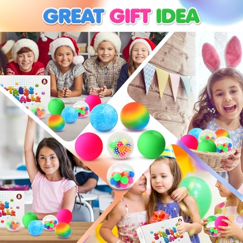 LESONG 6 Stück Sensory Stressballs, Anti Stress Bälle Fidget Spielzeug für Kinder Erwachsene, Squishy Balls Anti Stress Spielzeug für ADHD Autismus Geburtstag Klassenzimmer Geschenke