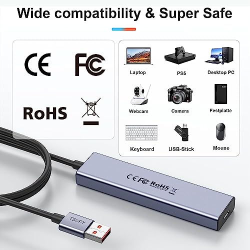 USB Hub 3.2 Gen 2, TSUPY USB Hub 10Gbps USB Verteiler mit 120cm Kabel kompatibel für Laptops, Desktops PC, Xbox und Mac usw. – Bild 7