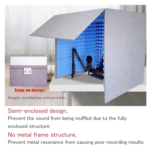 Caisson d'absorption sonore avec mousse haute densité et bouclier acoustique pliable portable - 8