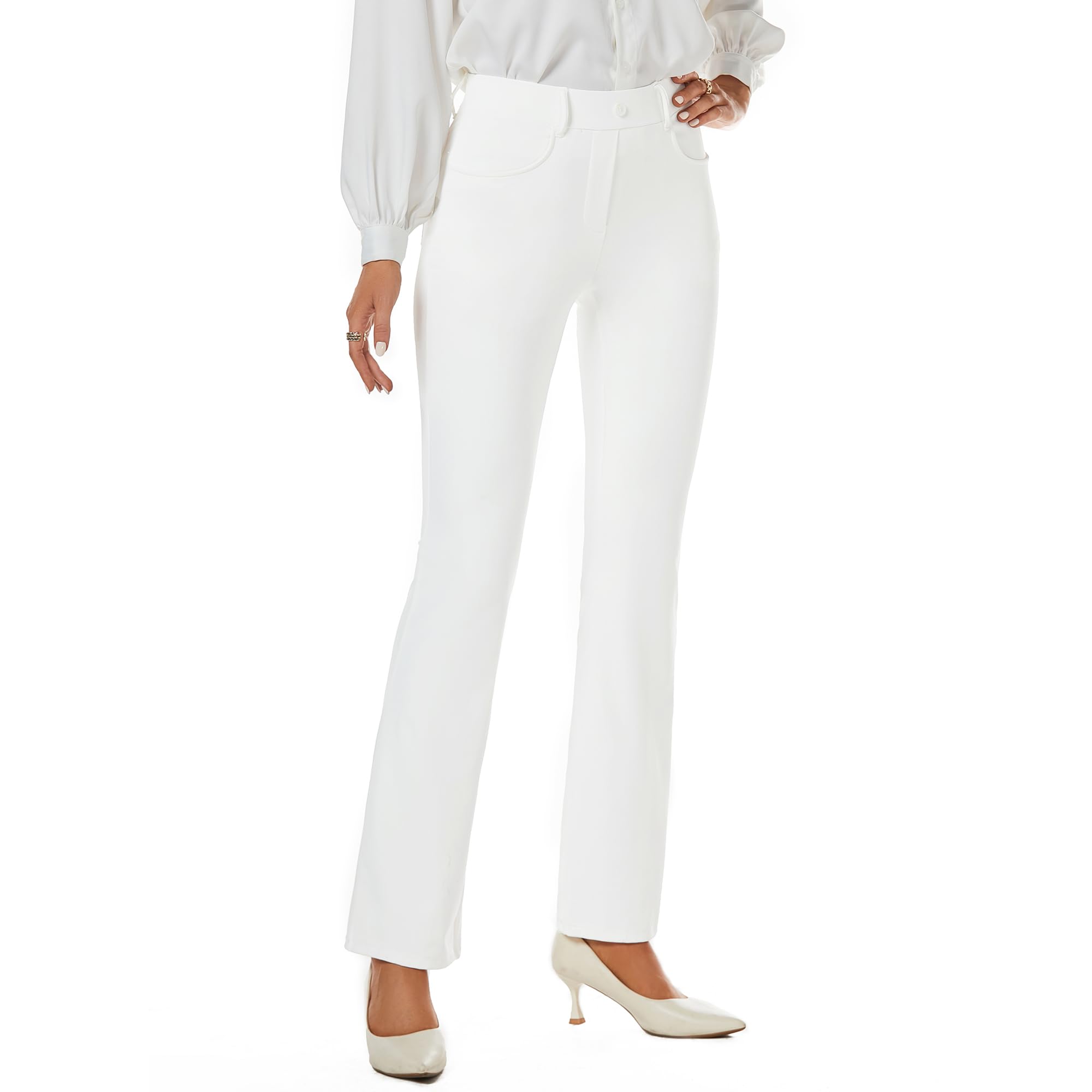 adorence Pantalon Femme Chic et Élégant, Pantalon Patte d'Elephant Femme, Taille Élastique, 4 Poches, Parfait pour Business et Sport, Pantalon Habillé pour Femme