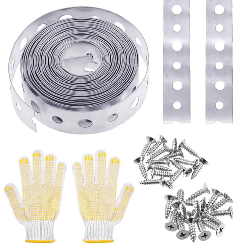 Swpeet Galvanized Metal Pipe Strap 3/4-Inch x 100-Feet 24-Gauge for Pipe Support Hanging and Flexible Trimming with Holes, Metall Umreifen mit Löchern Aufhänger Band für Rohr Unterstützung Aufhängen