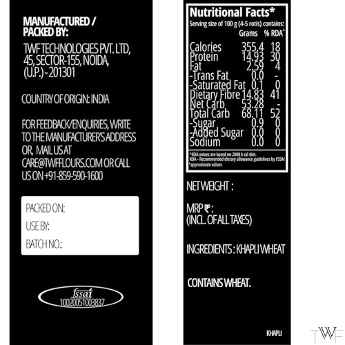 Image of TWF Stone ground Khapli Wheat Flour | 5kg | Clinically Certified Low GI of 39 | No Blending - 100% Khapli Atta | Diabetic-Friendly | High Fiber & Protein | Emmer Atta