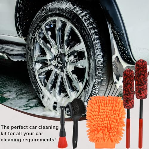 OctBird Kit Brosse Nettoyage Voiture 5 Pcs Brosse à Détails Auto, Car Cleaning Kit, Brosses pour Moteur, Tableau de Bord, Jantes, Sièges, Air Vent (Intérieur/Extérieur, Lavable, Tous Véhicules) – Image 4